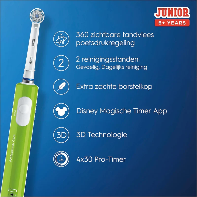 Oral-B Junior 6+ Jaar Groen Oplaadbare Elektrische Tandenborstel