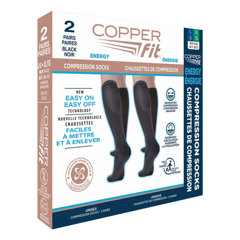 COPPER FIT - 2 Paires de Chaussettes de Compression Unisexes Énergie