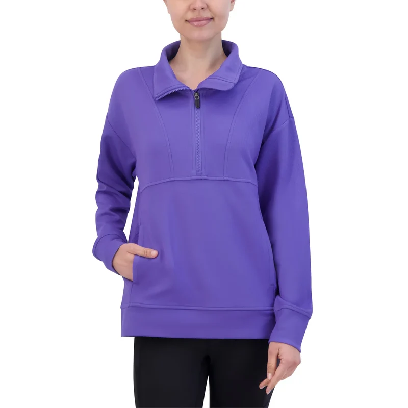GAIAM - Chandail Côtelé à Fermeture à Glissière un Quart pour Femme