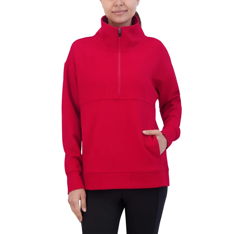GAIAM - Chandail Côtelé à Fermeture à Glissière un Quart pour Femme