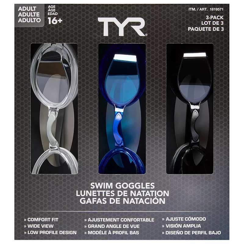 TYR - Paquet de 3 Lunettes de Natation pour Adulte