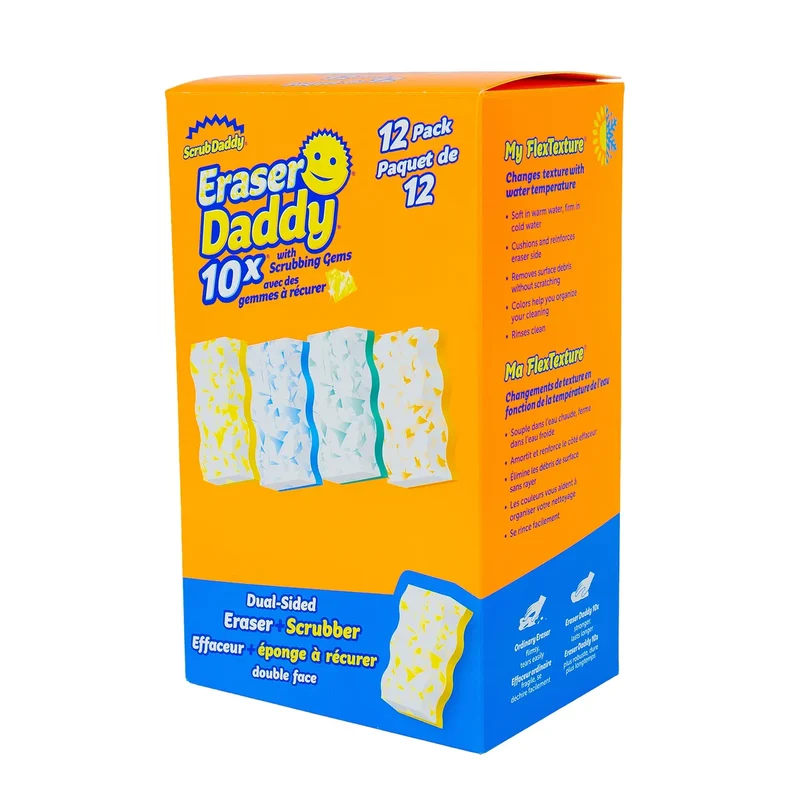 SCRUB DADDY - Paquet de 12 Effaceur + Éponge à Récurer Double Face 10x Eraser Daddy