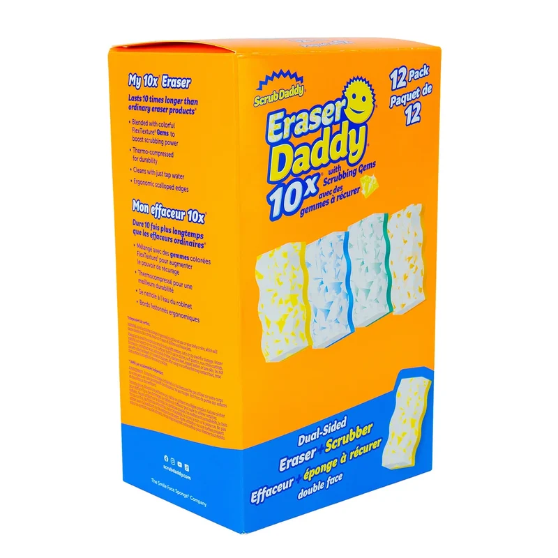 SCRUB DADDY - Paquet de 12 Effaceur + Éponge à Récurer Double Face 10x Eraser Daddy