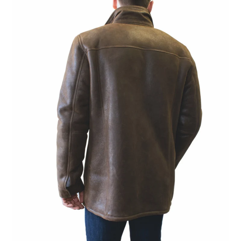 RBH RICARDO - Veste en Cuir de Mouton à Double Col Montant pour Homme