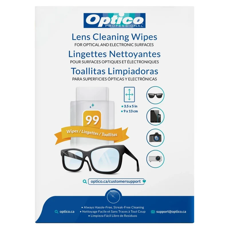 OPTICO PROFESSIONAL - Paquet de 99 Lingettes Nettoyantes