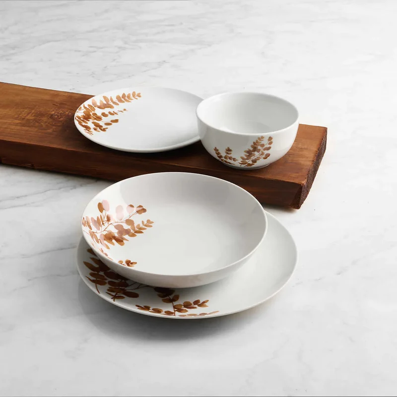 TRUDEAU - Ensemble de Vaisselle à Motifs de 24 Pièces en Porcelaine