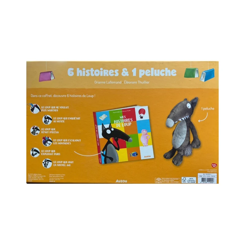 AUZO - Mes Histoires de Loup Coffret 6 Histoires et Peluche