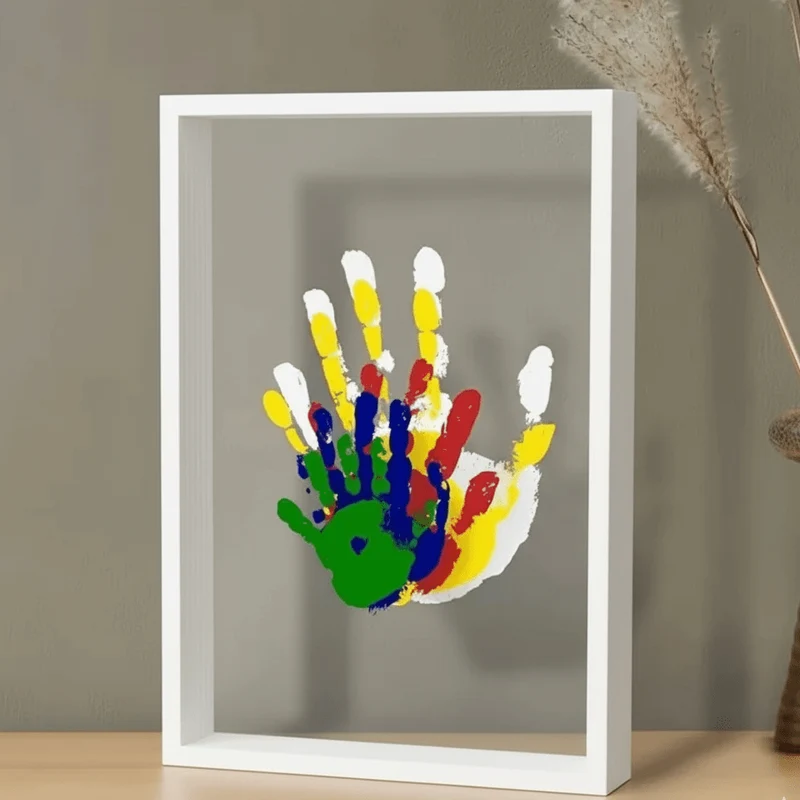Set di impronte | Impronta di mano e piede del bambino con argilla | Cornice in legno come ricordo | MemoNest
