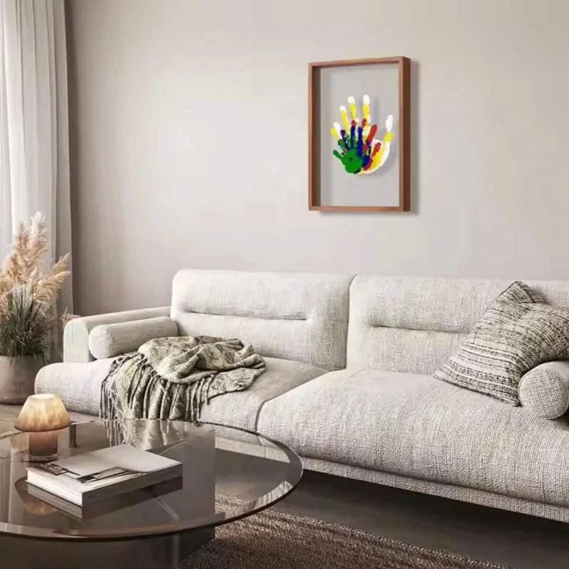 Set di impronte | Impronta di mano e piede del bambino con argilla | Cornice in legno come ricordo | MemoNest