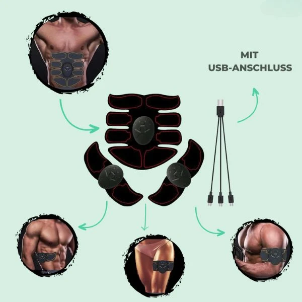 EMS Muscle Trainer | Allenamento Efficace a Casa | Ricaricabile USB | Muscleva