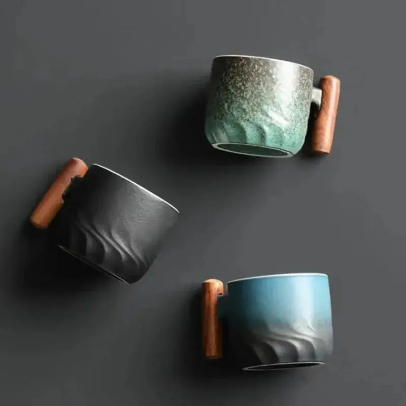 Tazza da caffè | Mug in ceramica con manico in legno | Design unico fatto a mano | MugNatura