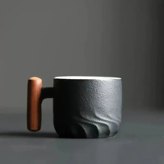 Tazza da caffè | Mug in ceramica con manico in legno | Design unico fatto a mano | MugNatura