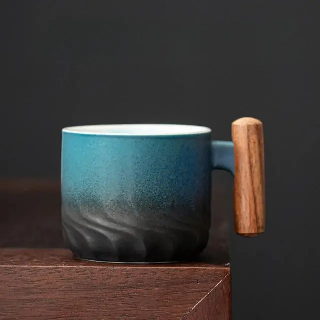 Tazza da caffè | Mug in ceramica con manico in legno | Design unico fatto a mano | MugNatura