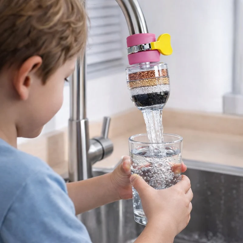 Filtro dell'acqua | Carbonio attivato a 5 strati | Riduzione di cloro e calcare | Aquaveil