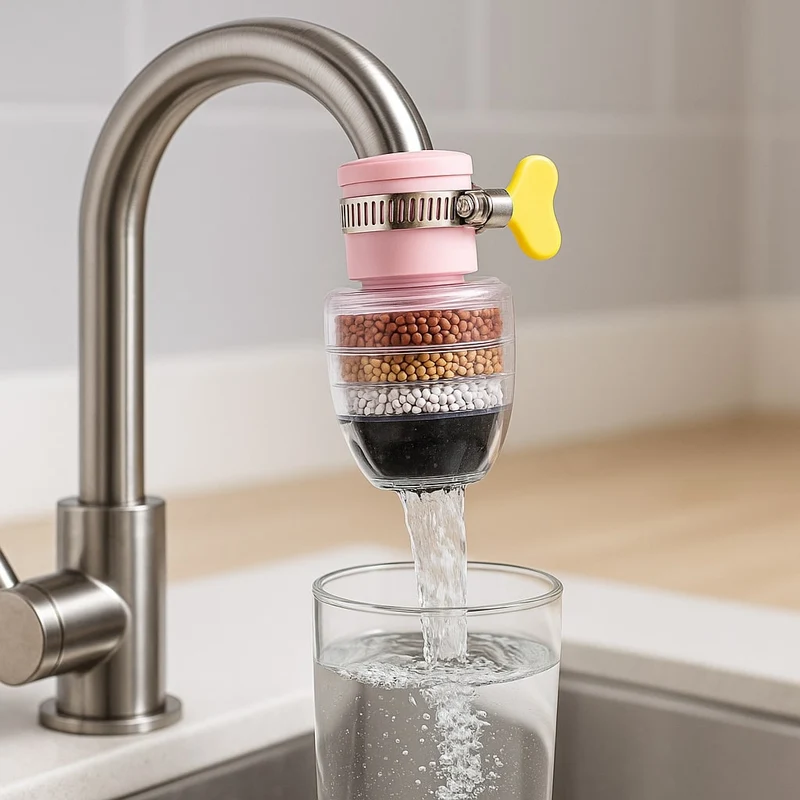 Filtro dell'acqua | Carbonio attivato a 5 strati | Riduzione di cloro e calcare | Aquaveil