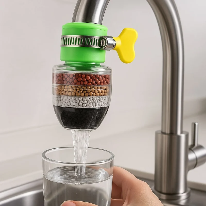 Filtro dell'acqua | Carbonio attivato a 5 strati | Riduzione di cloro e calcare | Aquaveil