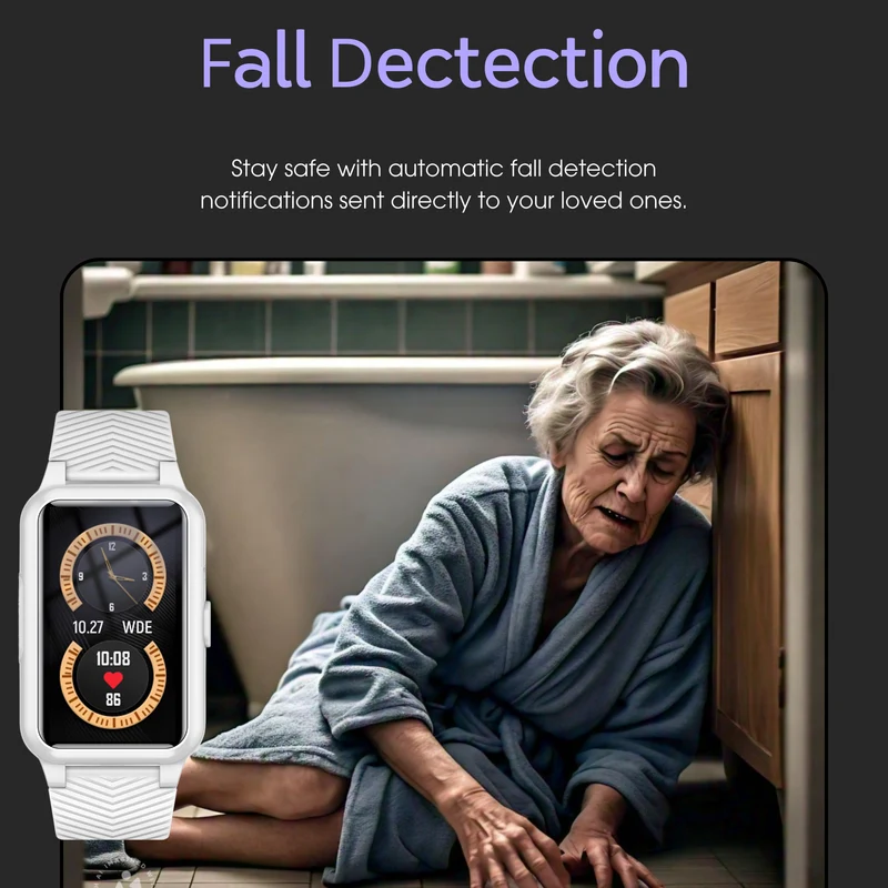 Smartwatch con rilevamento delle cadute e GPS | Rilevamento delle cadute SOS | Localizzazione GPS in tempo reale | CareTrail