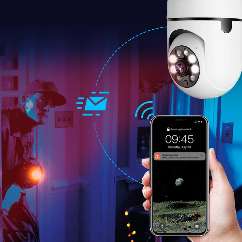 Telecamera CCTV | Visione a 360° | Visione notturna Full HD | BulbCam360