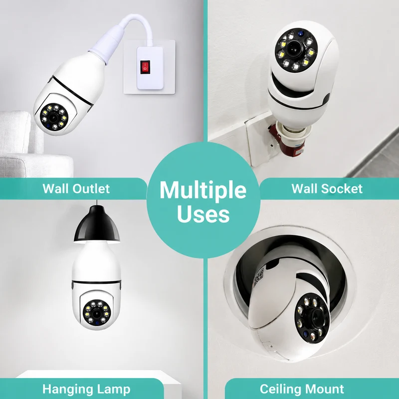Telecamera CCTV | Visione a 360° | Visione notturna Full HD | BulbCam360