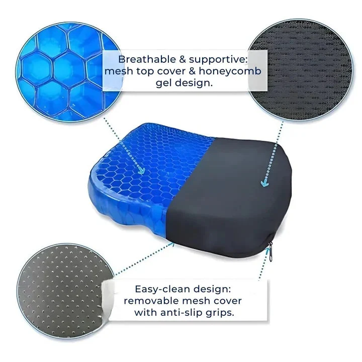 Cuscino ortopedico in gel | Struttura a nido d'ape traspirante | Comfort di alleviamento della pressione | ErgoHive