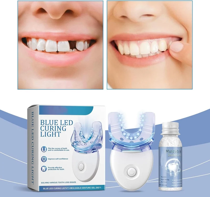 Protesi | Set di riparazione dentale con LED | Gel per dentiere modellabile | Futusly