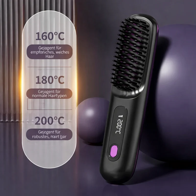 Piastra per capelli | Piastra per capelli in ceramica e ioni | Ricaricabile tramite USB con controllo LCD | Glissara
