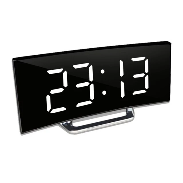 Orologio Digitale | Sveglia a LED con Specchio | Dimming Automatico Senza Abbagliamento | CurveClock