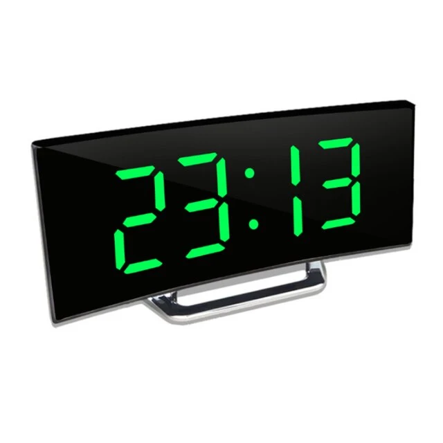 Orologio Digitale | Sveglia a LED con Specchio | Dimming Automatico Senza Abbagliamento | CurveClock