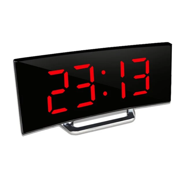 Orologio Digitale | Sveglia a LED con Specchio | Dimming Automatico Senza Abbagliamento | CurveClock