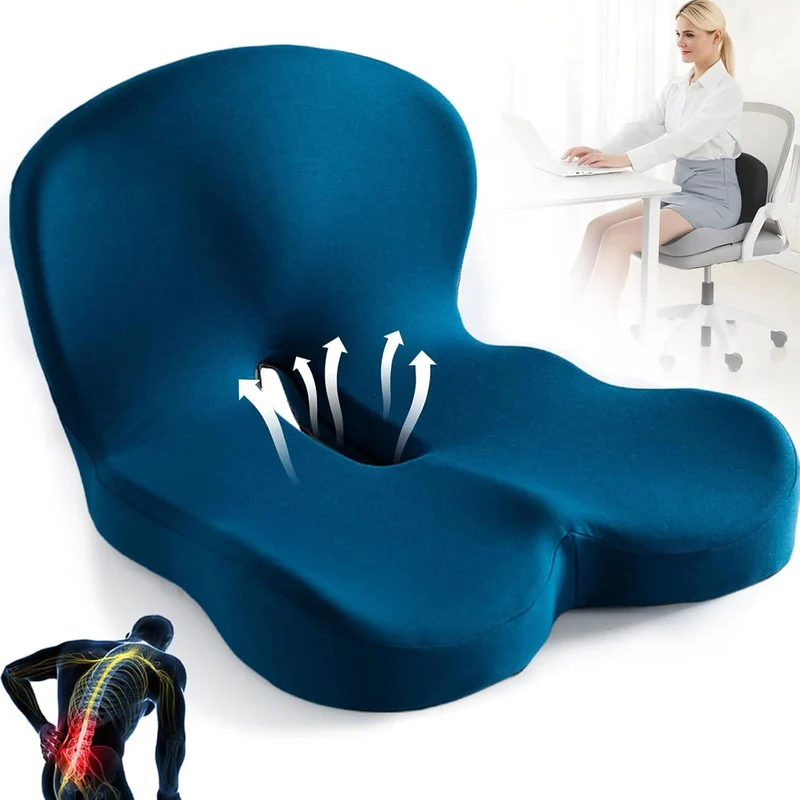 Cuscino da Sedia | Cuscino Ergonomico in Memory Foam | Sostenitore del Peso & Antiscivolo | ErgoComfort