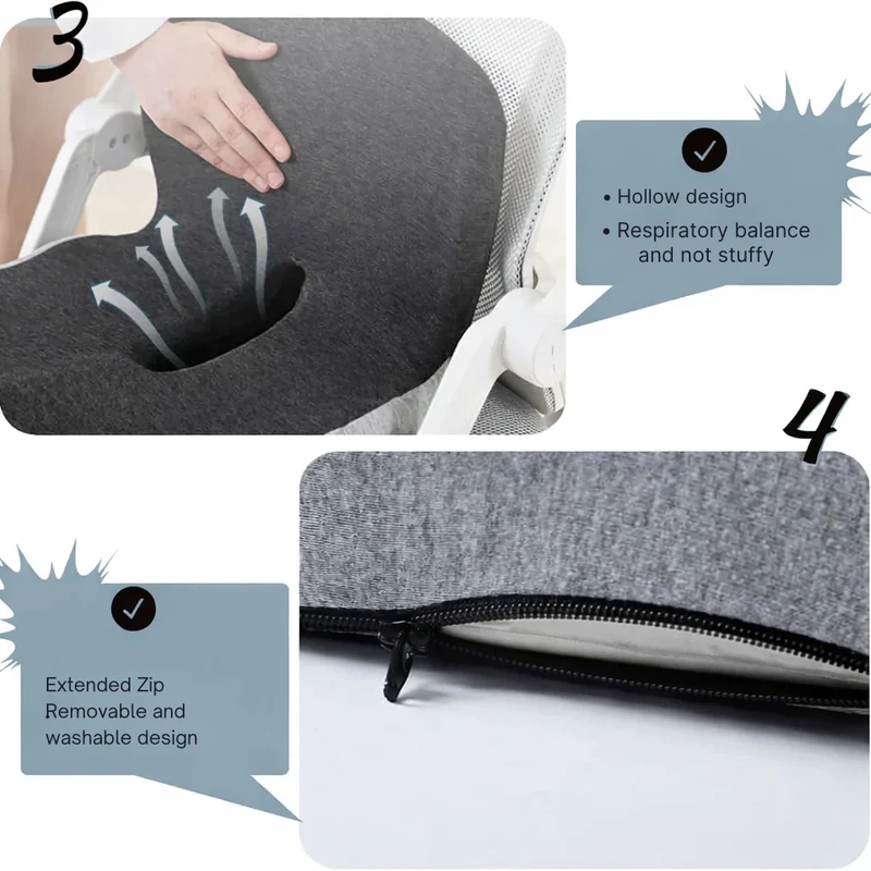 Cuscino da Sedia | Cuscino Ergonomico in Memory Foam | Sostenitore del Peso & Antiscivolo | ErgoComfort