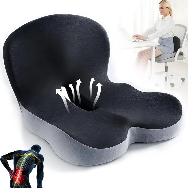 Cuscino da Sedia | Cuscino Ergonomico in Memory Foam | Sostenitore del Peso & Antiscivolo | ErgoComfort