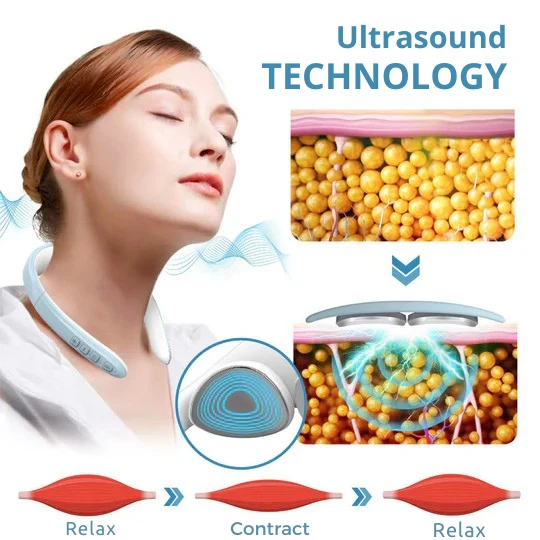 Massaggiatore per il collo | Drenaggio linfatico ad ultrasuoni | Aiuto per massaggi senza fili | Vitalize