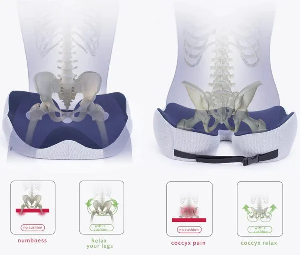 Cuscino in Schiuma Memory con Comfort per le Ossa Ischiatiche per Supporto Lombare