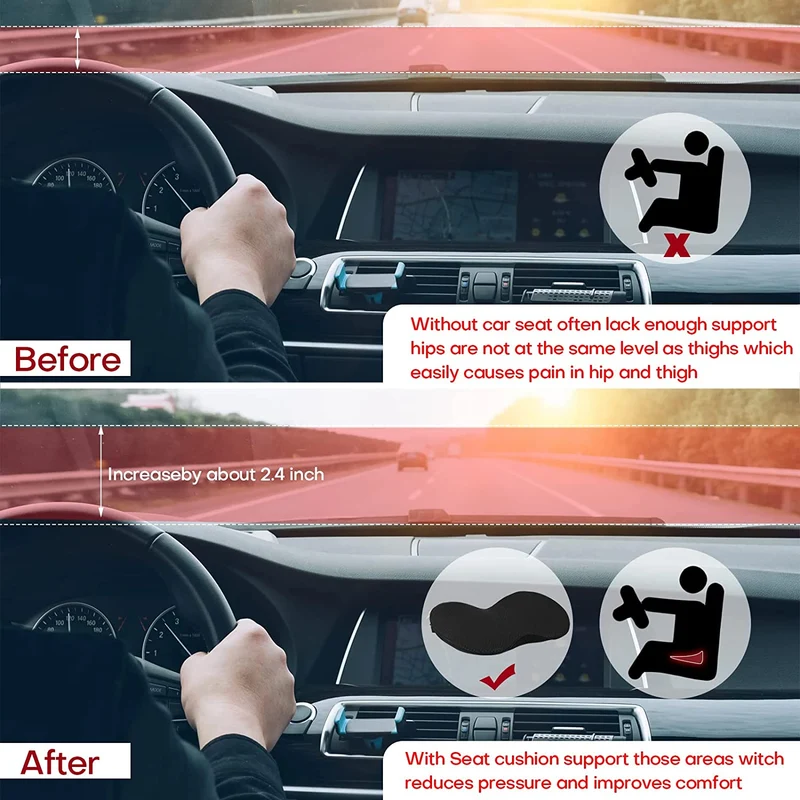 Versione Pro Cuscino Rialzato per Seggiolino Auto per Maggiore Comfort di Guida