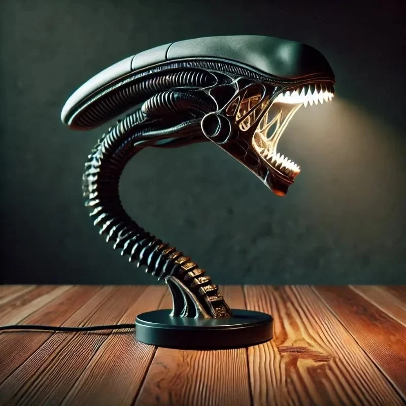 Lampada da Scrivania Alien Sci-Fi in Resina per un'Illuminazione Minacciosa