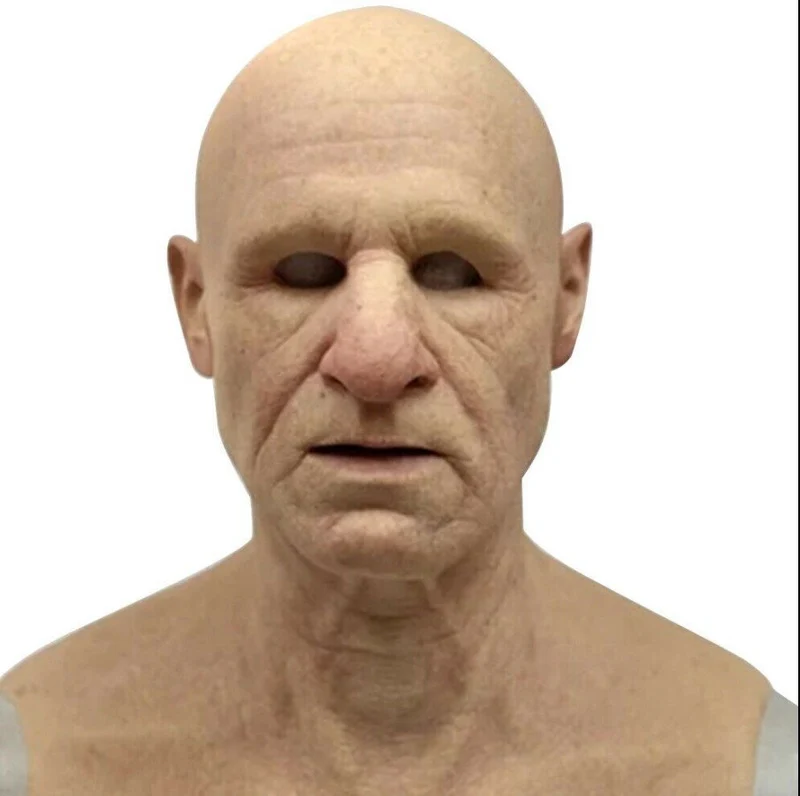 Maschera di Vecchio Realistica per Halloween – Accessorio Spaventoso in Lattice