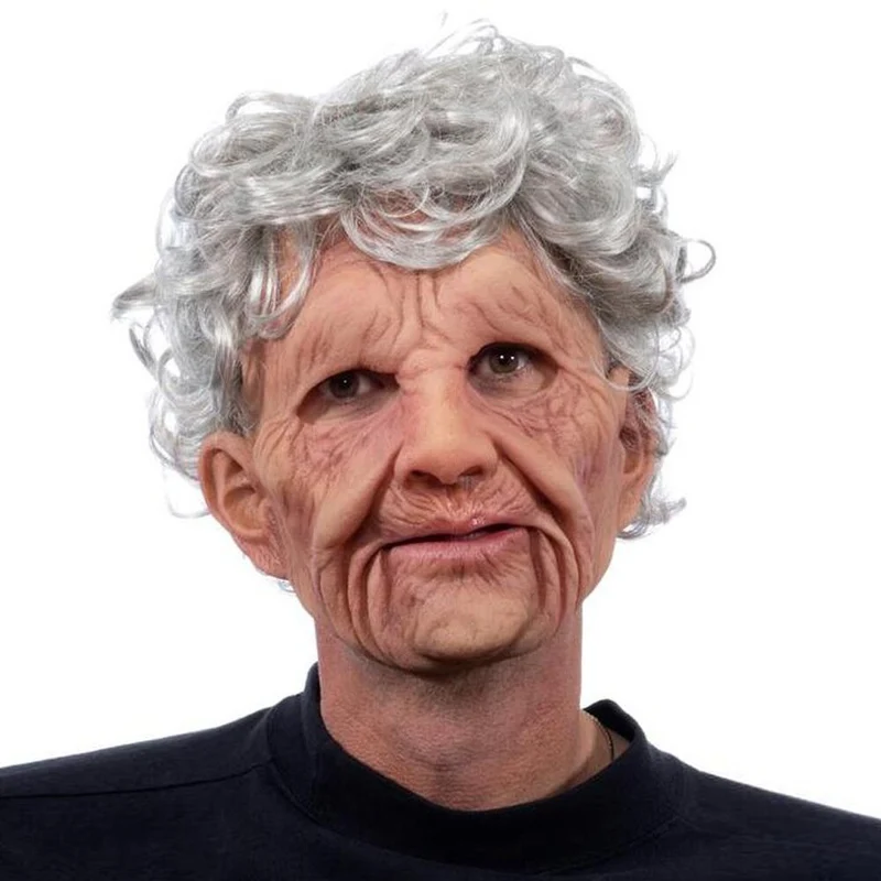 Maschera di Vecchio Realistica per Halloween – Accessorio Spaventoso in Lattice