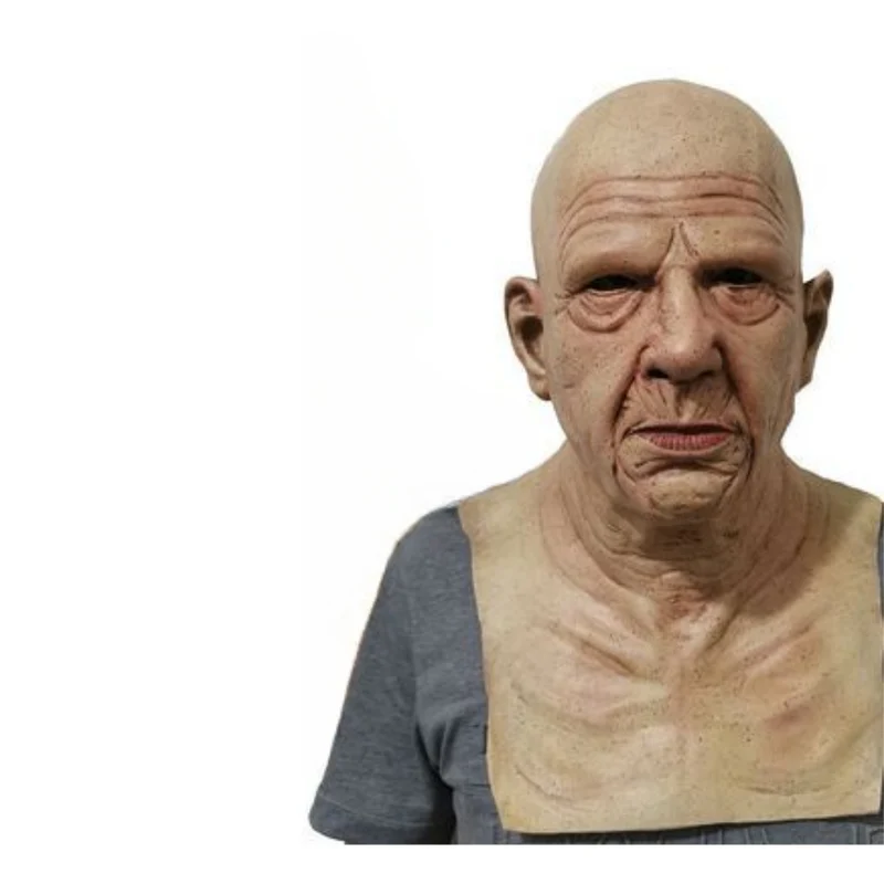 Maschera di Vecchio Realistica per Halloween – Accessorio Spaventoso in Lattice