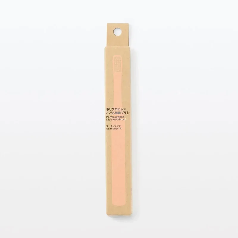 Muji Polypropylene Kids Toothbrush, Ages 3-6, Salmon Pink