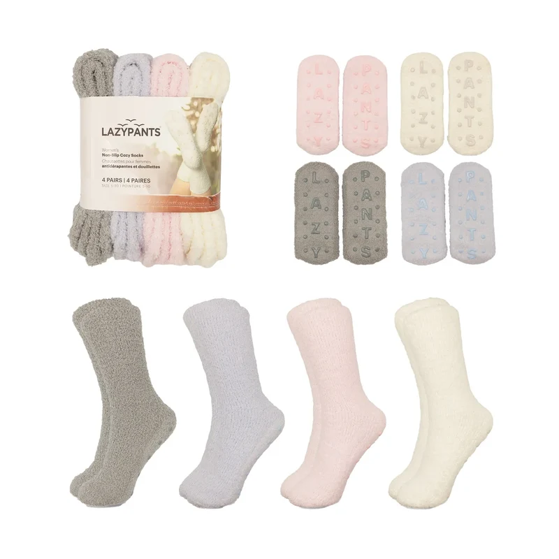LAZYPANTS - 4 Paires de Chaussettes Antidérapantes Pour Femme