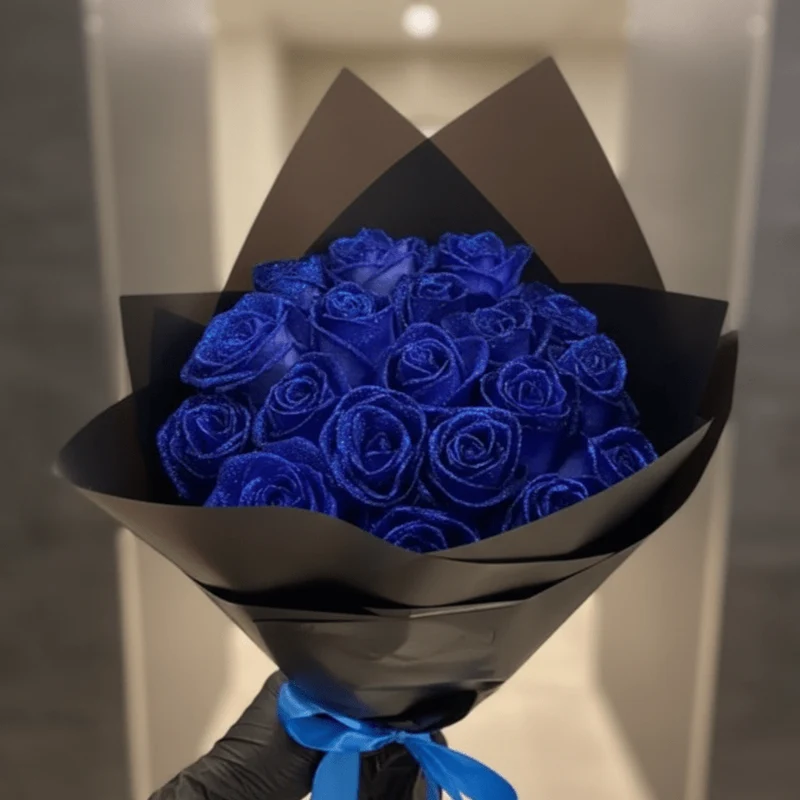 AMORÉVIA Immerblüte – Rosa artificiale glitter per romanticismo e decorazione d'interni