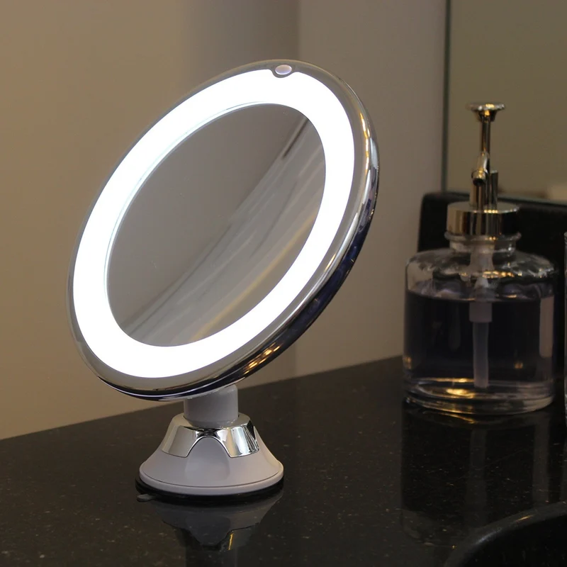 Specchio da trucco con luce e ingrandimento 10x | Specchio LED rotondo illuminato | Kosmetix