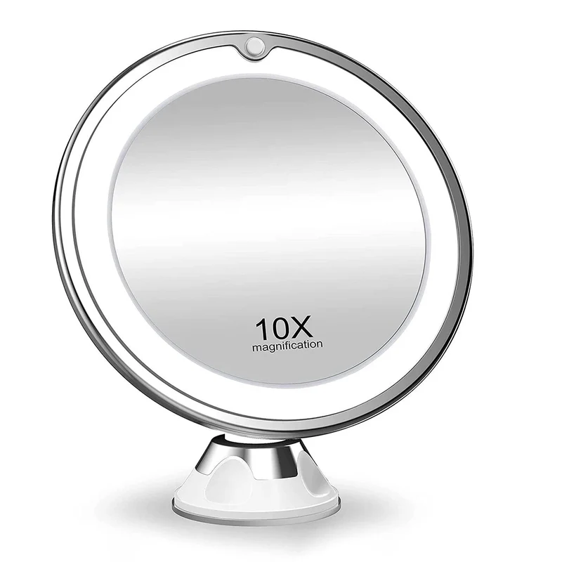 Specchio da trucco con luce e ingrandimento 10x | Specchio LED rotondo illuminato | Kosmetix