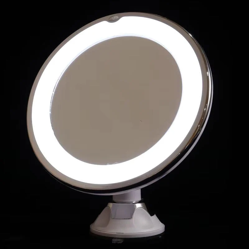 Specchio da trucco con luce e ingrandimento 10x | Specchio LED rotondo illuminato | Kosmetix