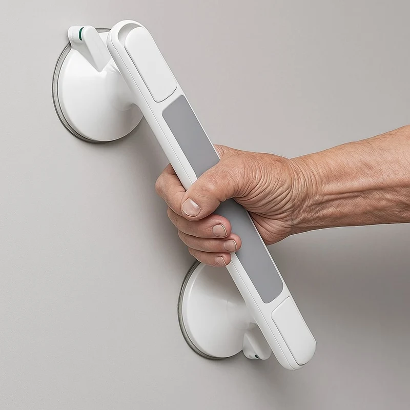 Maniglia di supporto per doccia, vasca da bagno o WC | Maniglia a ventosa per anziani senza forare | SeniGrip