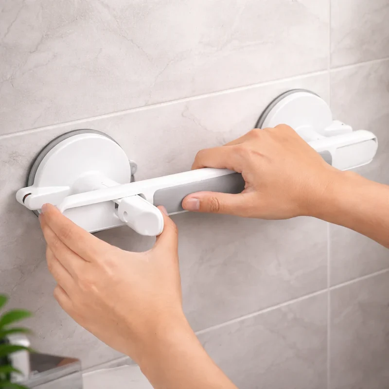 Maniglia di supporto per doccia, vasca da bagno o WC | Maniglia a ventosa per anziani senza forare | SeniGrip