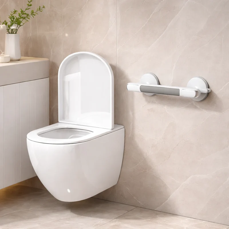Maniglia di supporto per doccia, vasca da bagno o WC | Maniglia a ventosa per anziani senza forare | SeniGrip