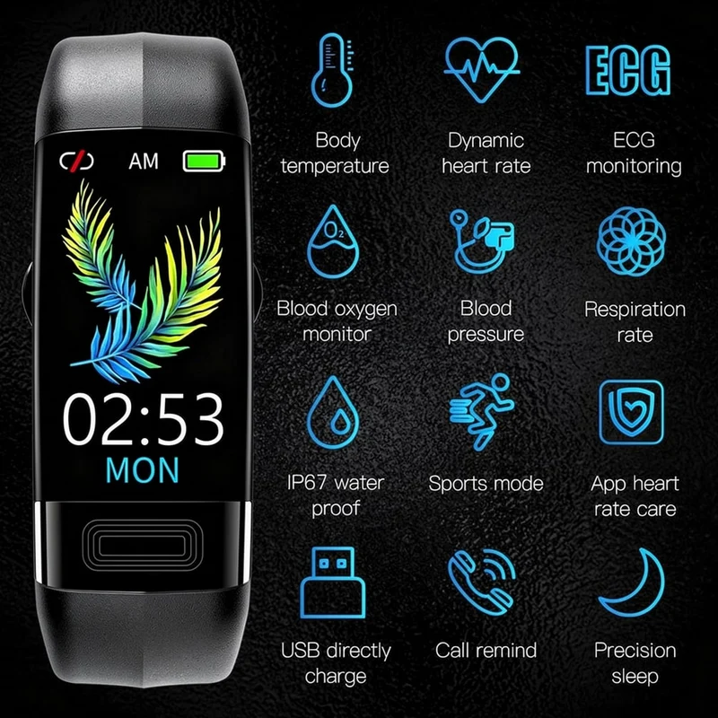 Smartwatch con EKG, frequenza cardiaca, pressione sanguigna e monitoraggio del sonno per donne e uomini | Fitness Tracker | Vitaro