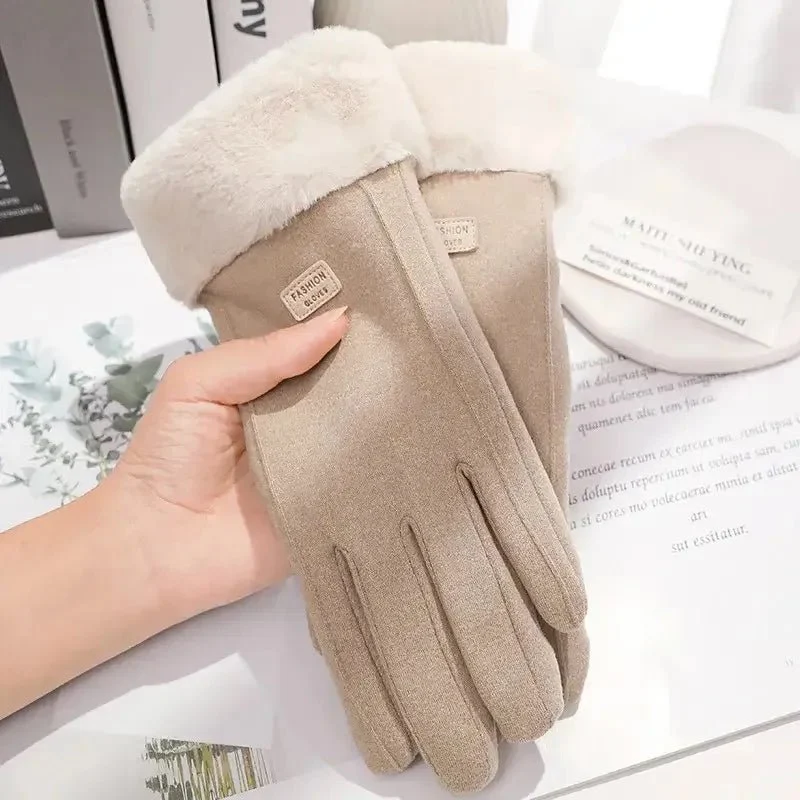 COZELLE – Guanti in pelle scamosciata spessa con touchscreen per giorni freddi